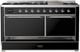 Ilve® Majestic III 60" Glossy Black Pro Style Dual Fuel Natural Gas Range with Solid Door and Chrome Trim-1
