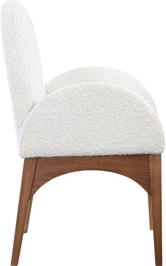 Meridian Furniture Waldorf Cream/Brown Boucle Upholstered Dining Arm Chair-3