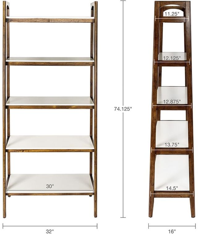 Olliix by Madison Park Pecan/Cream White Parker Bookcase-1