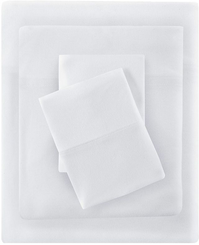 Olliix by Intelligent Design White Full Cotton Blend Jersey Knit All Season Sheet Set-0