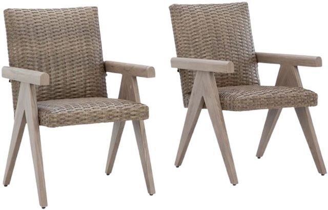 Signature Design by Ashley® Cliff Trails Beige Aluminum Outdoor Arm Chair-4