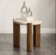 ACME Furniture Leonardo Beige End Table with Dark Oak Base-1