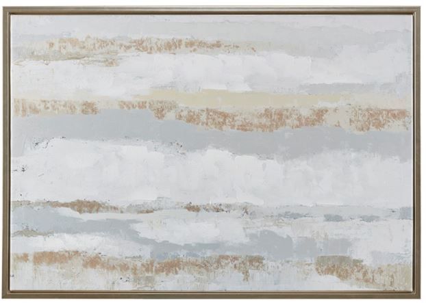 Olliix by Madison Park Strato Natural Hand Embellishment Framed Canvas with Gold Foil-0