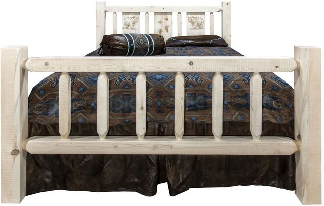 Montana Woodworks® Homestead Ready to Finish Queen Bed with Laser Engraved Bear Design-1