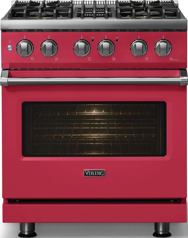 Viking® 5 Series 30" Valentine Pro Style Dual Fuel (LP) Range with Polished Chrome Trim-2