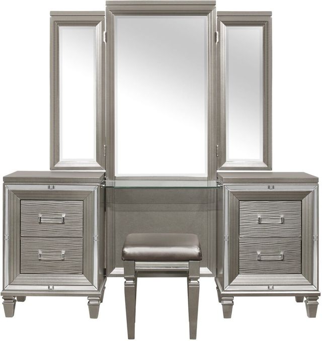 Mazin Furniture Tamsin Silver Gray Metallic Vanity Set-0