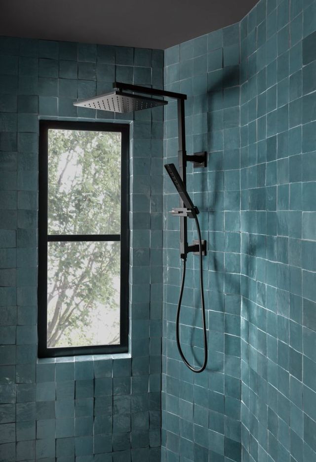 Brizo Essential™ Matte Black 12" Linear Square Single-Function Raincan Shower Head-4