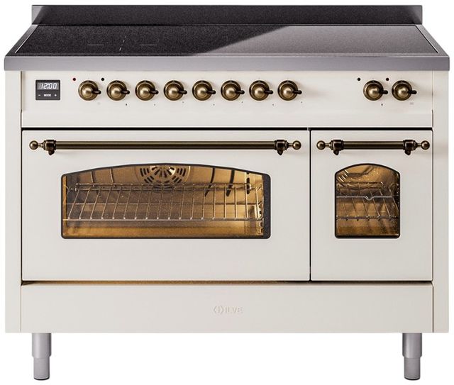 Ilve® Nostalgie II Series 48" Antique White Pro Style Induction Range-0