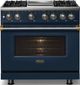 Viking® 5 Series 36" Slate Blue Pro Style Dual Fuel (NG) Range with Brushed Brass Trim-2