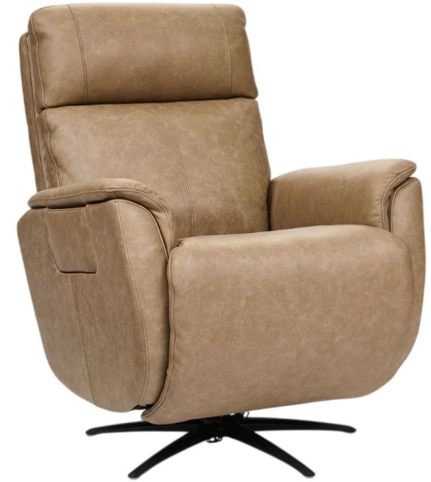 Flexsteel® Cove Dune Leather Power Swivel Recliner with Power Headrest, and Lumbar-0