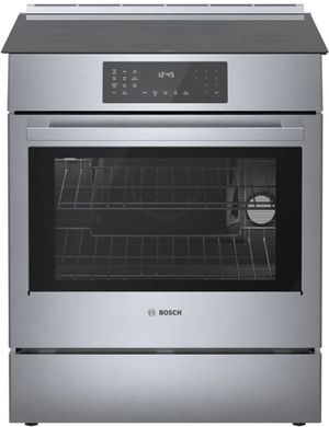 Front view of the Bosch® 800 Series 30" Stainless Steel Slide-in Induction Range