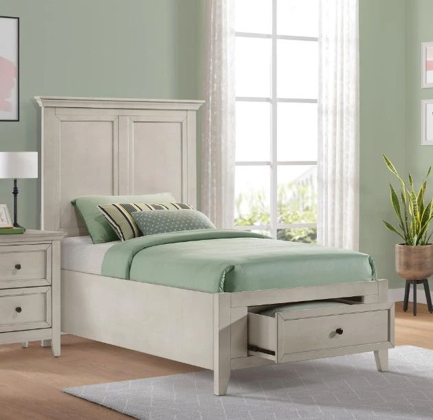 Intercon San Mateo Rustic White Youth Twin Storage Panel Bed-1