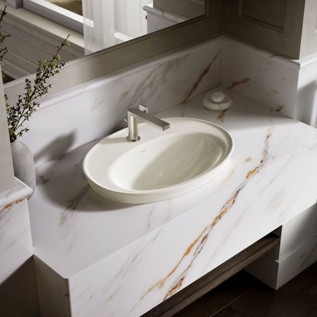 Kohler Serif® Biscuit 22.25" Oval Drop-In Bathroom Sink-2