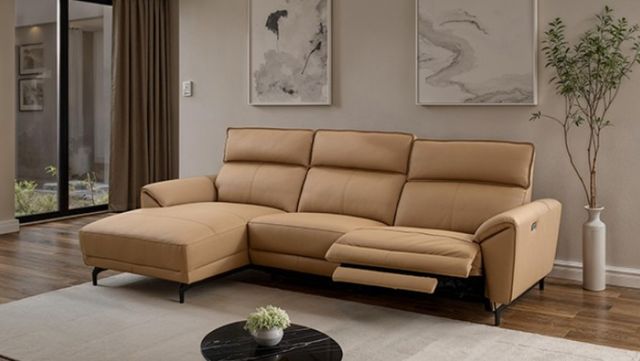 Furniture of America® Theola Light Brown Power Reclining Sectional with Left Chaise-1