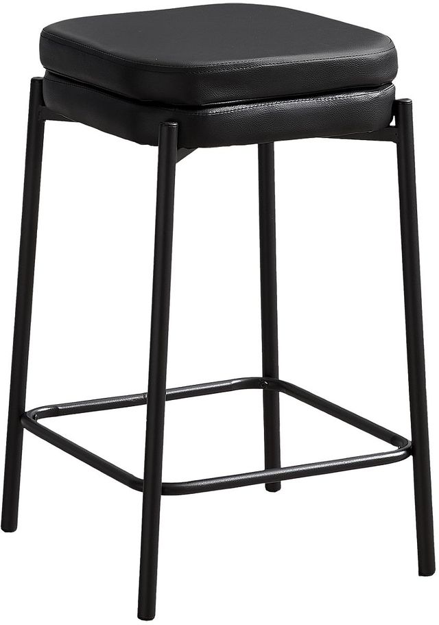 Monarch Specialties Inc. 2-Piece Black 26" Upholstered Counter Height Stools Set-0