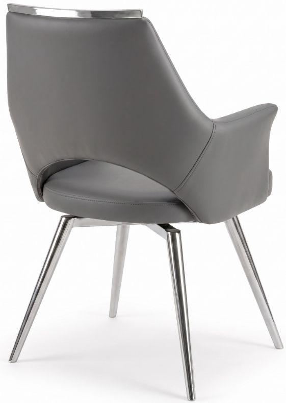 Cramco Ava Charcoal Gray/Chrome Swivel Dining Arm Chair-4