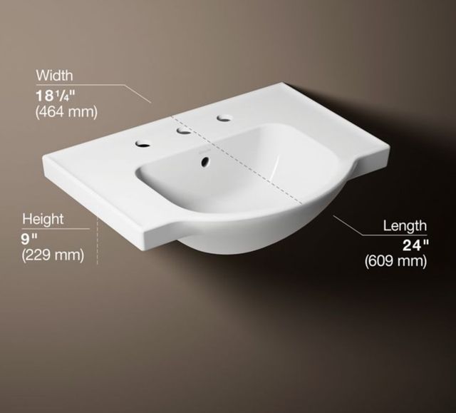 Kohler Veer® White 24" Widespread Square Pedestal Bathroom Sink-3