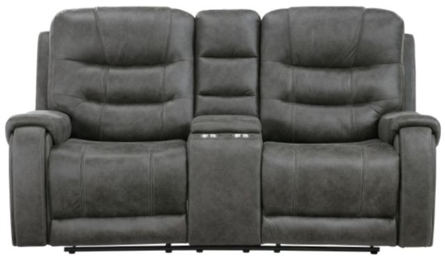 Homelegance® Oberon Dark Gray Double Manual Reclining Loveseat with Center Console-2
