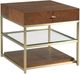 Hammary® Jenkins Deep Auburn Rectangular Drawer End Table with Brass Metal Frame-0