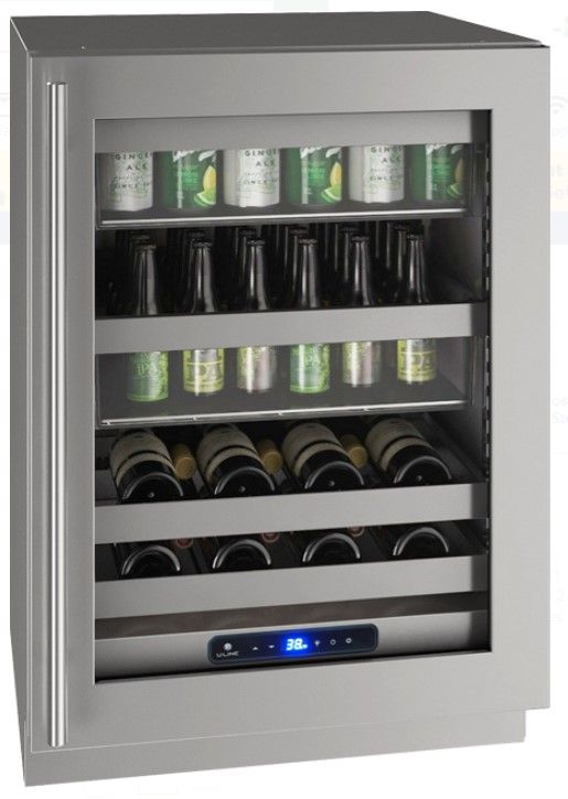 U-Line® 5 Class 24" Stainless Steel Beverage Center with LED Lighting