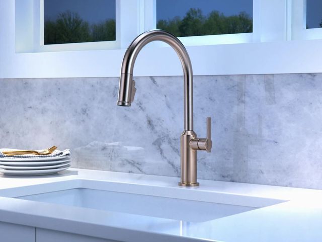 Delta Cordova™ Lumicoat® Champagne Bronze Single Handle Lever Kitchen Faucet-1