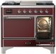 Ilve® Majestic III 40" Burgundy Pro Style Dual Fuel Liquid Propane Range with Solid Door and Chrome Trim-3