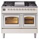 Ilve® Nostalgie II Noblesse 40'' Antique White Pro Style Dual Fuel Range with Chrome Trim-0