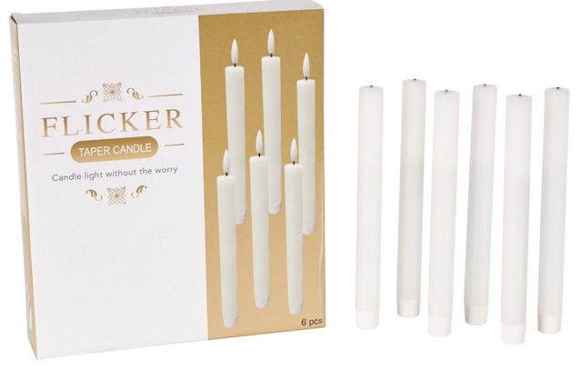 Deco Marche 6-Piece White 10" Wax Flameless Candle with Remote Control Set-1