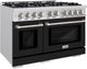 ZLINE Select 48" Stainless Steel Pro Style Dual Fuel Range with Black Matte Door-2