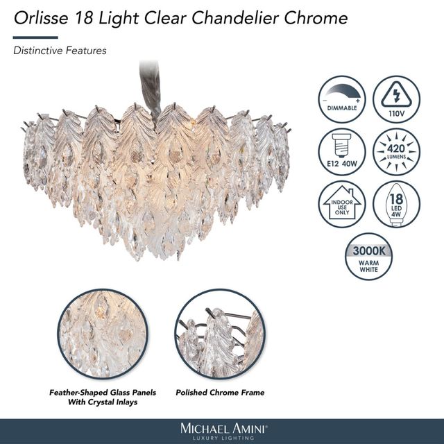 Michael Amini® Orlisse Chrome/Clear 18-Light Chandelier-3