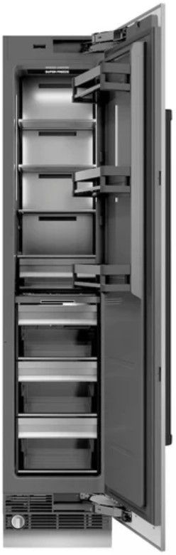 ZLINE Autograph Edition 18 in. 8.6 Cu. Ft. Right Hinge Column Freezer in Stainless Steel with Graphite Gray Interior and Matte Black Accents-1