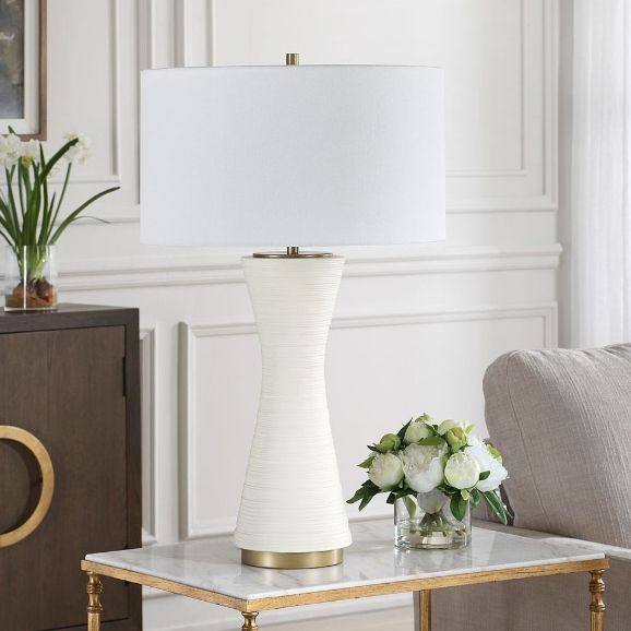 Uttermost® Ridgeline Matte White Table Lamp-1