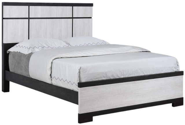 Crown Mark Remington Chalk/Ebony Queen Panel Bed-0