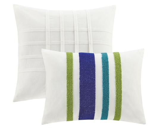 Olliix by Urban Habitat Kids Callie Green and Navy Twin Cotton Jacquard Pom Pom Comforter Set-4