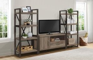 Mazin Furniture Dogue Brown/Gunmetal 4-Shelf Bookcase-3
