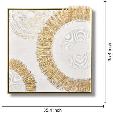 Classy Living Organic Golden Sunburst Luxe Texture Wall Art-2