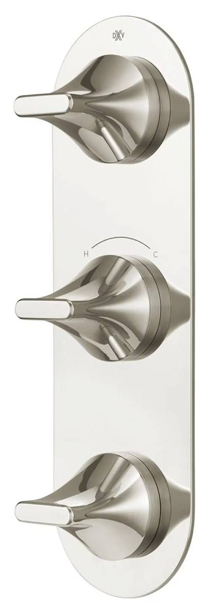 DXV Modulus Platinum Nickel 3-Handle Thermostatic Valve Trim Only-3