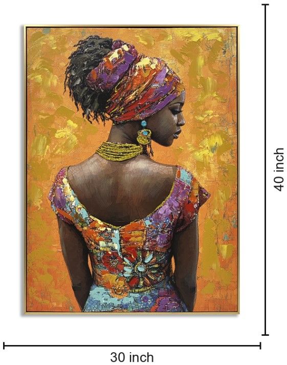Classy Living Captivating African Lady with Orange Accents II Wall Art-2