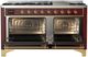 Ilve® Majestic III 60" Burgundy Pro Style Dual Fuel Liquid Propane Range with Solid Door and Brass Trim-4