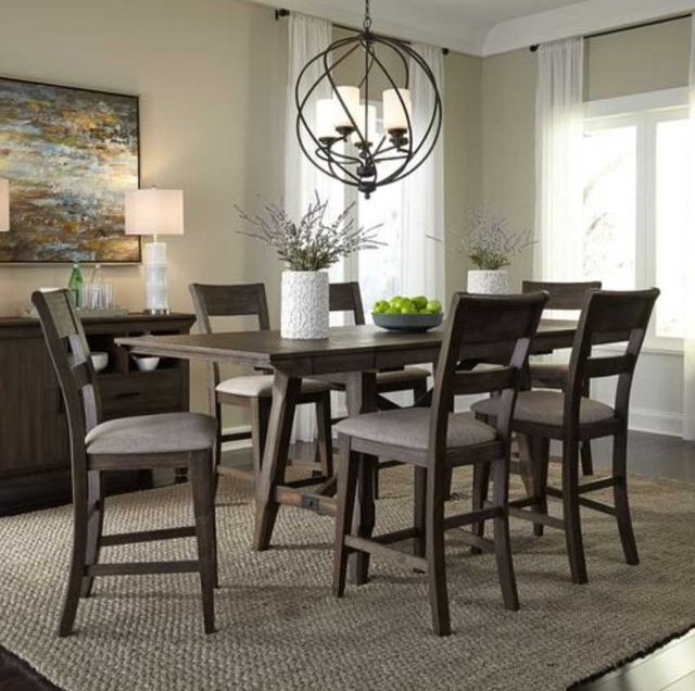 Liberty Furniture Double Bridge Dark Chestnut/Gray Splat Back Counter Chair-2