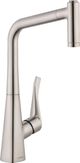 Hansgrohe Metris Steel Optic 2-Spray Pull-Out HighArc Kitchen Faucet-0