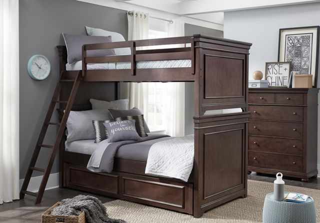 Legacy Kids Teen Canterbury Warm Cherry Twin over Twin Youth Bunk Bed-1