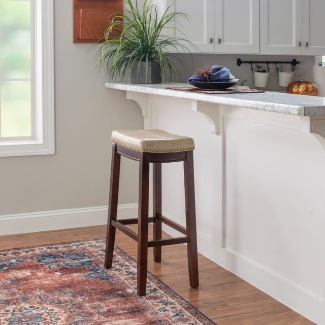 Linon Claridge Beige/Dark Brown Bar Stool-1