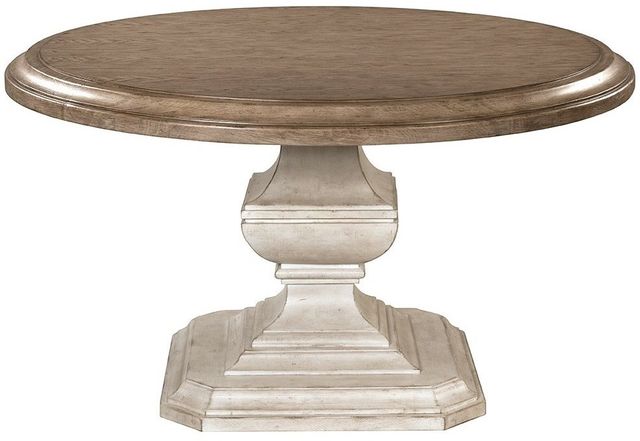 Riverside Furniture Elizabeth Antique Oak 54-inch Round Dining Table with Smokey White Base-0