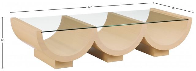 Meridian Furniture Beverwil Glass Top Coffee Table with Natural Base-2