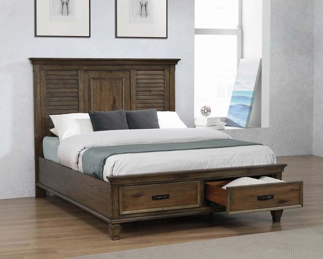 Coaster® Franco Burnished Oak Queen Storage Bed-1