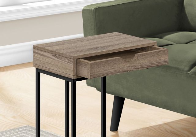 Monarch Specialties Inc. Dark Taupe 25"H Drawer C Table with Black Metal Base-1