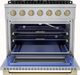 Hauslane HausPro 36" Stainless Steel Pro-Style Dual Fuel Range with Satin Brass Knobs-2