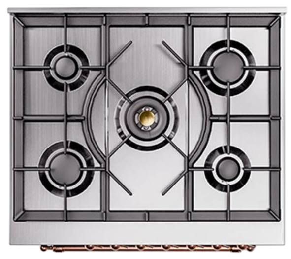 Ilve® Nostalgie II Noblesse 30'' Emerald Green Pro Style Dual Fuel Range with Copper Trim-2