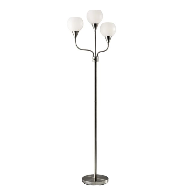 Adesso® Phillip Brushed Steel 3-Arm Floor Lamp-0